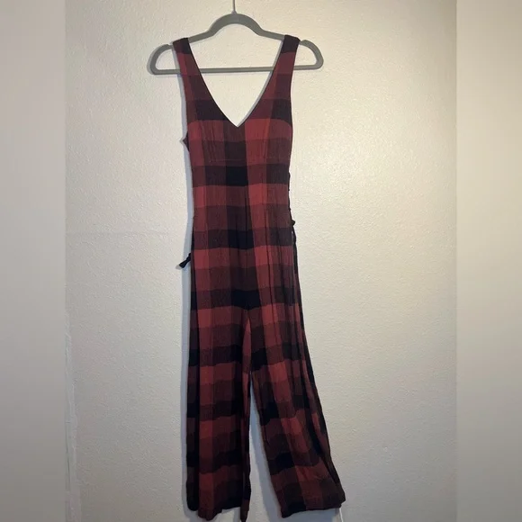 Anthro Ett:twa Plaid Check Wide-leg Jumpsuit - Picture 3 of 9